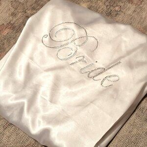 BRIDE Satin Kimono Robe With Rhinestone Lettering S/M Girl Extraordinaire White
